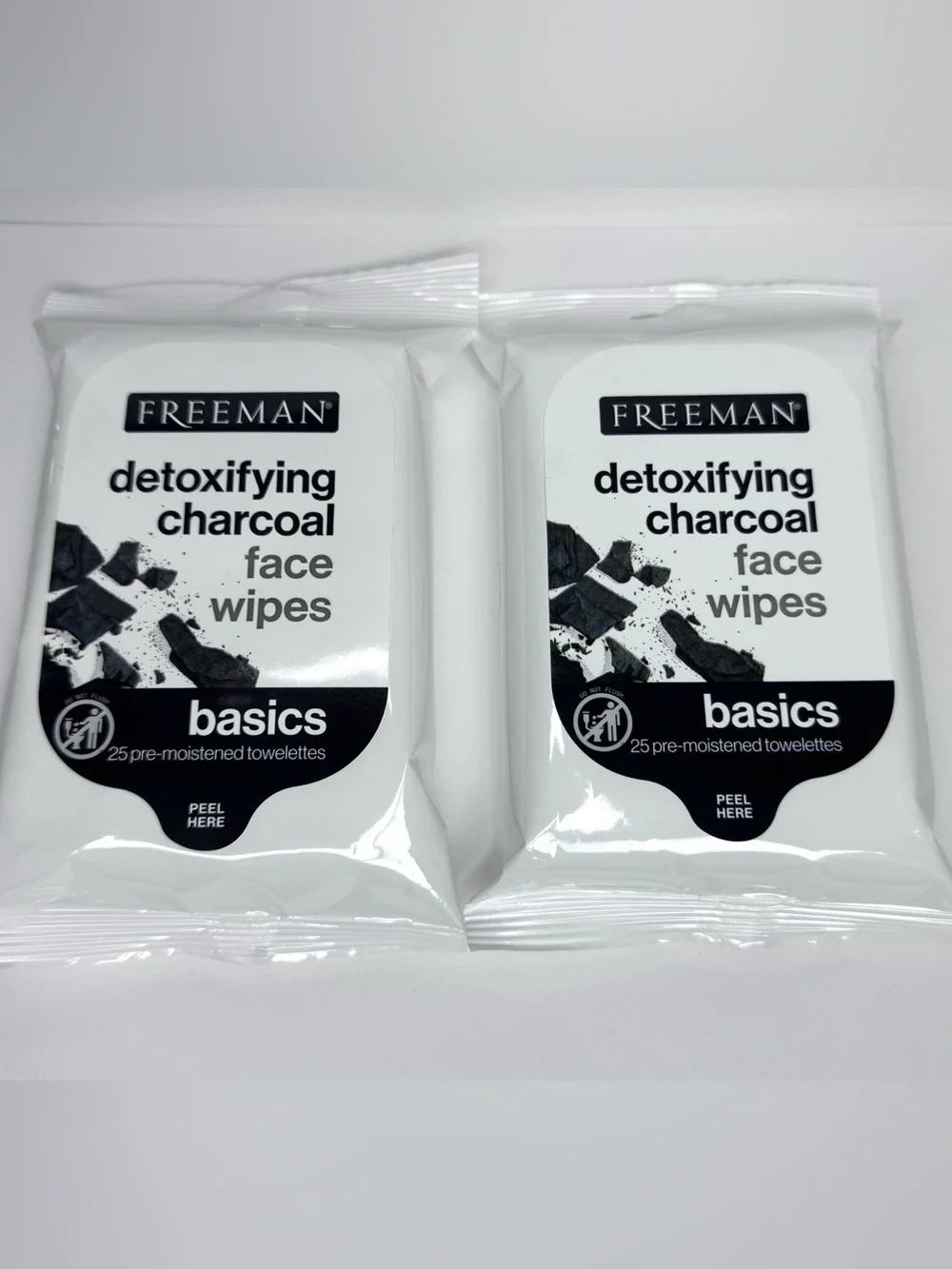 Freeman Detoxifying Charcoal Face Wipes - 2 Packs NEW